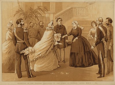 Ontvangst van Prinses Alexandra door Koningin Victoria in Windsor Castle, 7 maart 1863 door Alfred Johnson