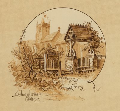 Sandringham Kerk, Norfolk (chromolitho) door Alfred Johnson