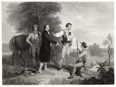 De Gevangenneming van Majoor Andre, naar Asher B. Durand, ca. 1846 door Alfred Jones