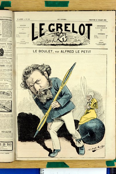 Omslag van Le Grelot, nummer 119, satirisch in kleuren door Alfred Le Petit
