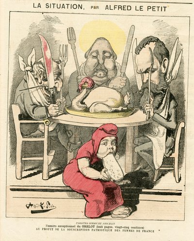 Omslag van Le Grelot, nummer 47, satirisch in kleuren door Alfred Le Petit