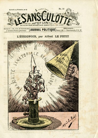 Omslag van Le Sans-Panlotte, nummer 12, Satirique in kleuren door Alfred Le Petit
