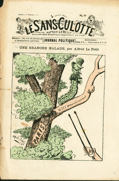 Omslag van Le Sans-Panlotte, nummer 29, Satirique in kleuren door Alfred Le Petit