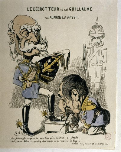 FRANS-DUITSE OORLOG: Karikatuur van Wilhelm I van Pruisen en Napoleon III van Frankrijk door Alfred Le Petit