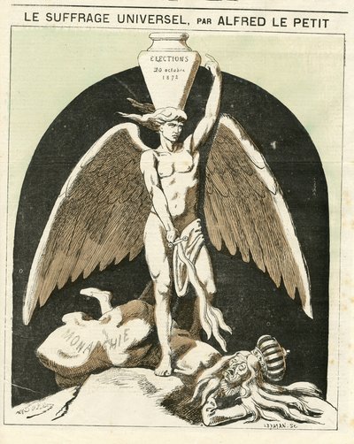 Illustratie van Alfred Le Petity (1841-1909) voor de omslag van Le Grelot door Alfred Le Petit