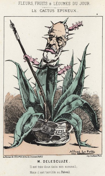 Le Cactus Spineux: Cartoon over Louis Charles Delescluze (1809 - 1871) - ill. van 16/01/1871 in 