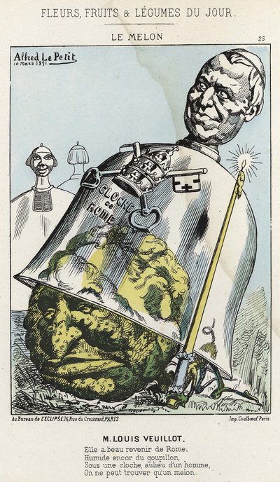 Le Melon: karikatuur over Louis Veuillot - ill. uit 10/03/1871 in 
