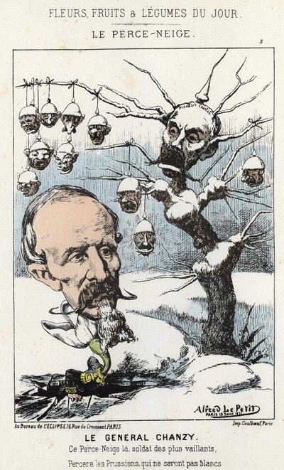 Le Perce-Neige: karikatuur over Generaal Antoine Alfred Eugène Chanzy (1823 - 1883) - ill. uit 15/01/1871 in 