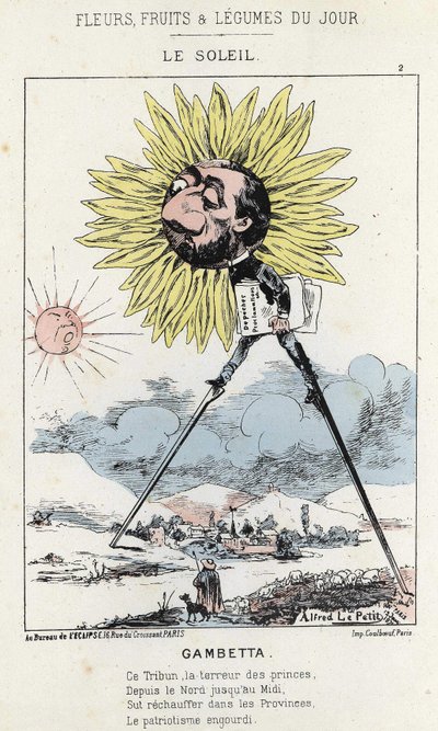 Le Soleil (zonnebloem): karikatuur van Gambetta (1838 - 1882) - ill. van 12/01/1871 in 