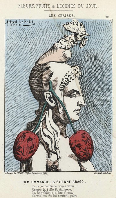 Les Cherry: karikatuur op MM Emmanuel en Etienne Arago - ill. van 11/03/1871 in 