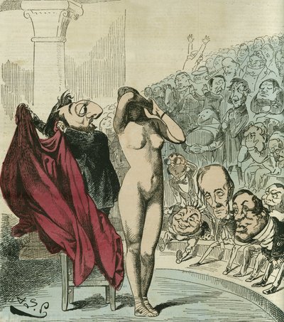 De nieuwe Phryne, volgens een schilderij van Gerome, Phryne zou de onthulde Republiek zijn. In 