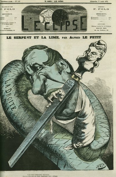 De slang en de vijl, de rechtse slang vijlt zijn tanden op de Republiek. Omslag in 
