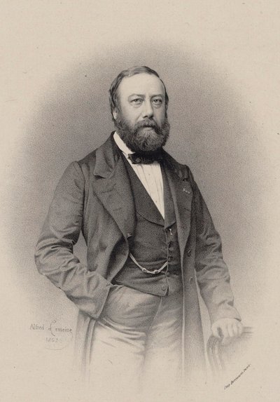 Portret van de componist en chansonnier Gustave Nadaud 1820-1893, 1862 door Alfred Lemoine