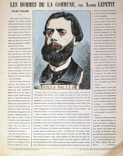 Jules Vallès, Franse journalist, auteur en lid van de Parijse Commune, 1871 door Alfred Lepetit