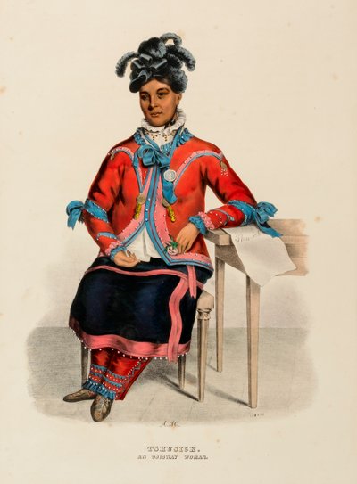 TSHUSICK. EEN OJIBWAY VROUW, uit Geschiedenis van de Indianenstammen van Noord-Amerika door Alfred M. Hoffy