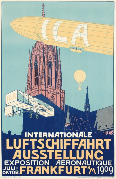 Reclameposter voor de Internationale Ballonvaarttentoonstelling van 1909 in Frankfurt door Alfred Nathaniel Oppenheim