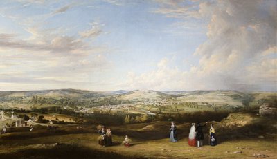 Stroud vanaf nabij Rodborough Fort, Gloucestershire door Alfred Newland Smith