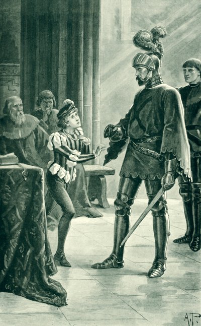 Admiraal Sir Andrew Wood en James IV, illustratie uit 