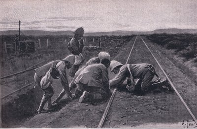 Onze troepen blazen een militaire spoorweg op ten noorden van Bloemfontein door Alfred Pearse