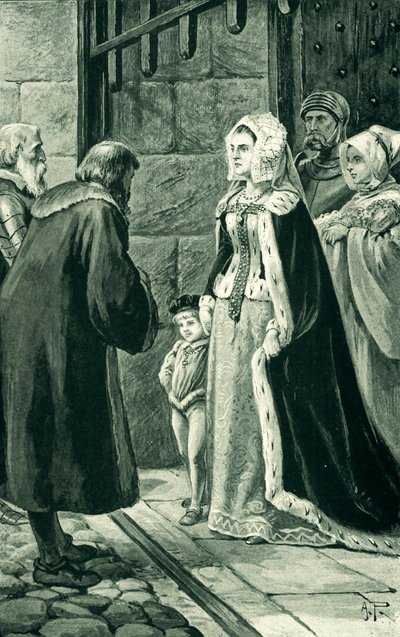 Koningin Margaret, weduwe van James IV, trotseert de edelen door Alfred Pearse