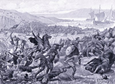 De grote slag bij Brunanburgh AD937 door Alfred Pearse