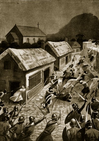 De bestorming van Berwick door de Schotten, november 1354, illustratie uit 