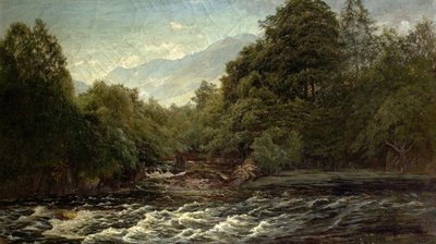 De zalmpoel (Zalmpoel op de Spean, Schotland), 1880 door Alfred Pizzey Newton
