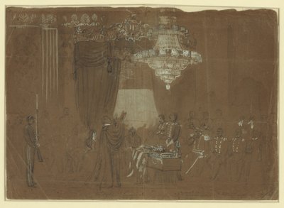 Begrafenis van Col. Ellsworth in de East Room van het Witte Huis door Alfred R. Waud