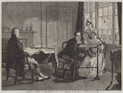 George Stephenson in Darlington in 1823 door Alfred Rankley
