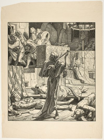 De dood de wurger, de eerste uitbraak van cholera op een gemaskerd bal in Parijs, 1831 door Alfred Rethel