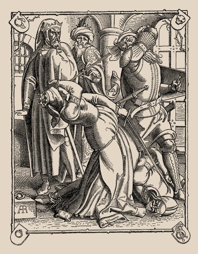 Die Nibelungen. Hoe Gunther en Hagen en Kriemhild werden gedood, 1840-1841 door Alfred Rethel