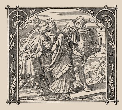 Die Nibelungen. Kriemhilds Afscheid, 1840-1841 door Alfred Rethel