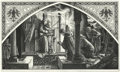 Otto III bij het graf van Karel de Grote door Alfred Rethel