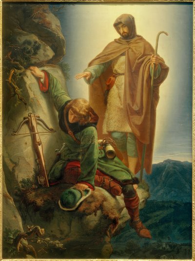 Beschermengel redt Maximilian in de Martinswand door Alfred Rethel