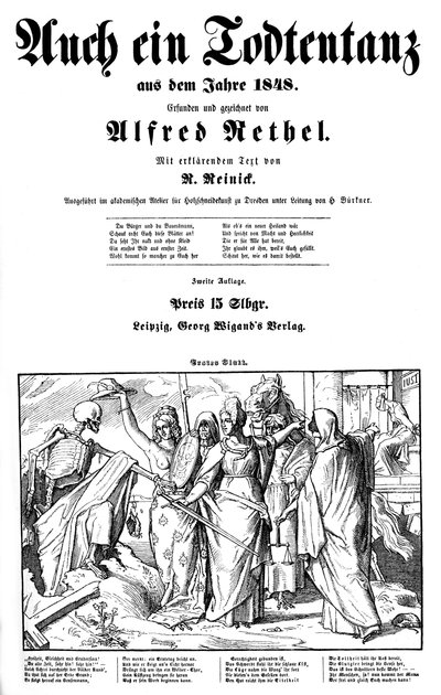 Totentanz 1848: De dood wordt naar de aarde gestuurd door Alfred Rethel
