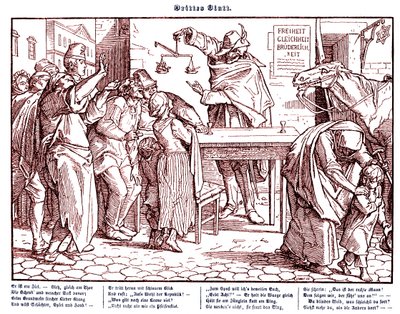 Totentanz 1848: De dood bewijst dat alle mensen gelijk zijn door Alfred Rethel