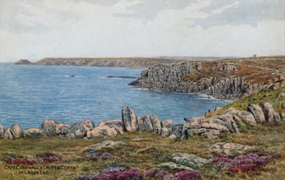 Kaap Cornwall, en grotten en kliffen, bij Lands End door Alfred Robert Quinton