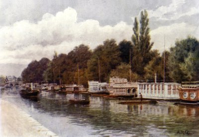 Woonboten bij Folly Bridge, Oxford door Alfred Robert Quinton