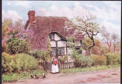 Seringen en appelbloesems, Harvington, Worcester, uit The Cottages and the Village Life of Rural England gepubliceerd door Dent & Sons Limited, 1912 door Alfred Robert Quinton