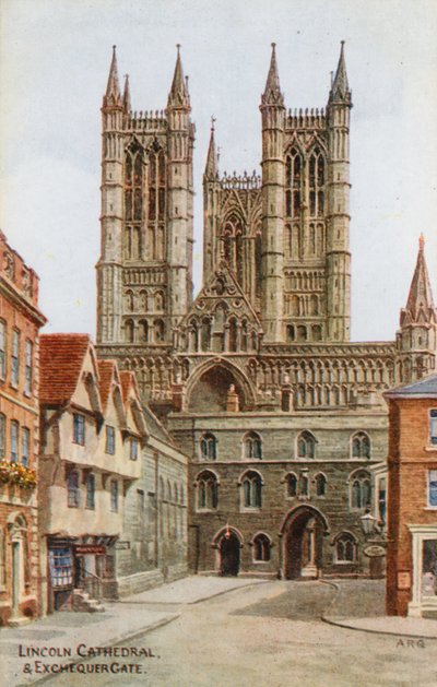 Kathedraal van Lincoln en Exchequer Gate door Alfred Robert Quinton
