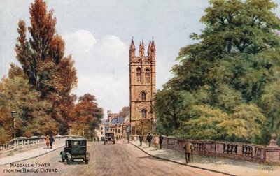 Magdalen Tower, vanaf de brug, Oxford door Alfred Robert Quinton