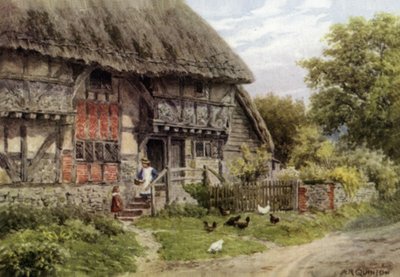 Oud huisje, Bignor, Sussex (kleur litho) door Alfred Robert Quinton