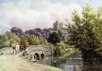 De brug, Coombe Bissett, nabij Salisbury door Alfred Robert Quinton