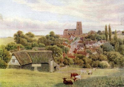 De kerk op de heuvel, Kersey, Suffolk door Alfred Robert Quinton
