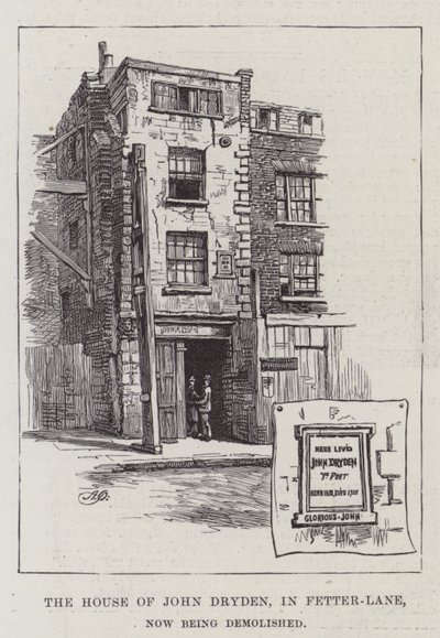Het Huis van John Dryden, in Fetter-Lane, nu gesloopt door Alfred Robert Quinton
