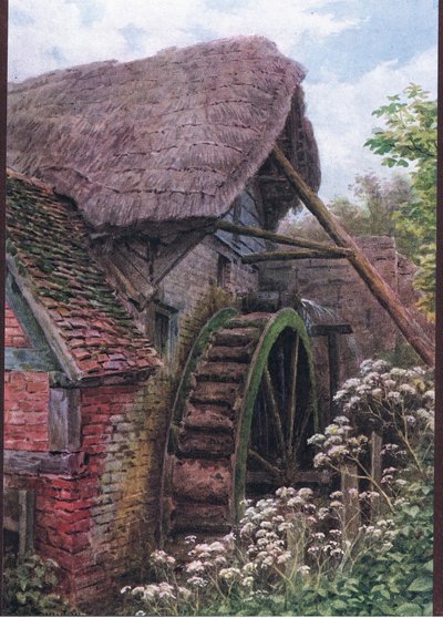 Het molenrad, Elmley Castle, Worcester, uit The Cottages and the Village Life of Rural England gepubliceerd door Dent & Sons Limited door Alfred Robert Quinton