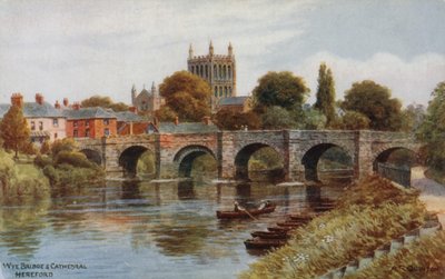 Wye Brug en Kathedraal, Hereford door Alfred Robert Quinton