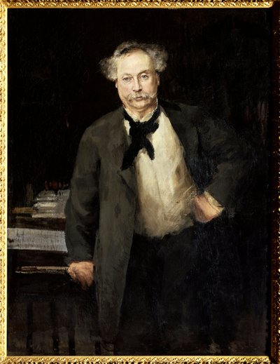 Portret van Alexandre Dumas Jr. (1824-1895), Franse schrijver. Schilderij door Alfred Philippe Roll door Alfred Roll