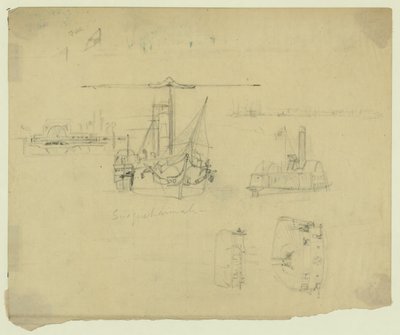Vijf uitzichten op de Susquehannah en de Ceres door Alfred Rudolph Waud
