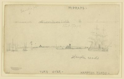 Ripraps en Hampton Roads door Alfred Rudolph Waud